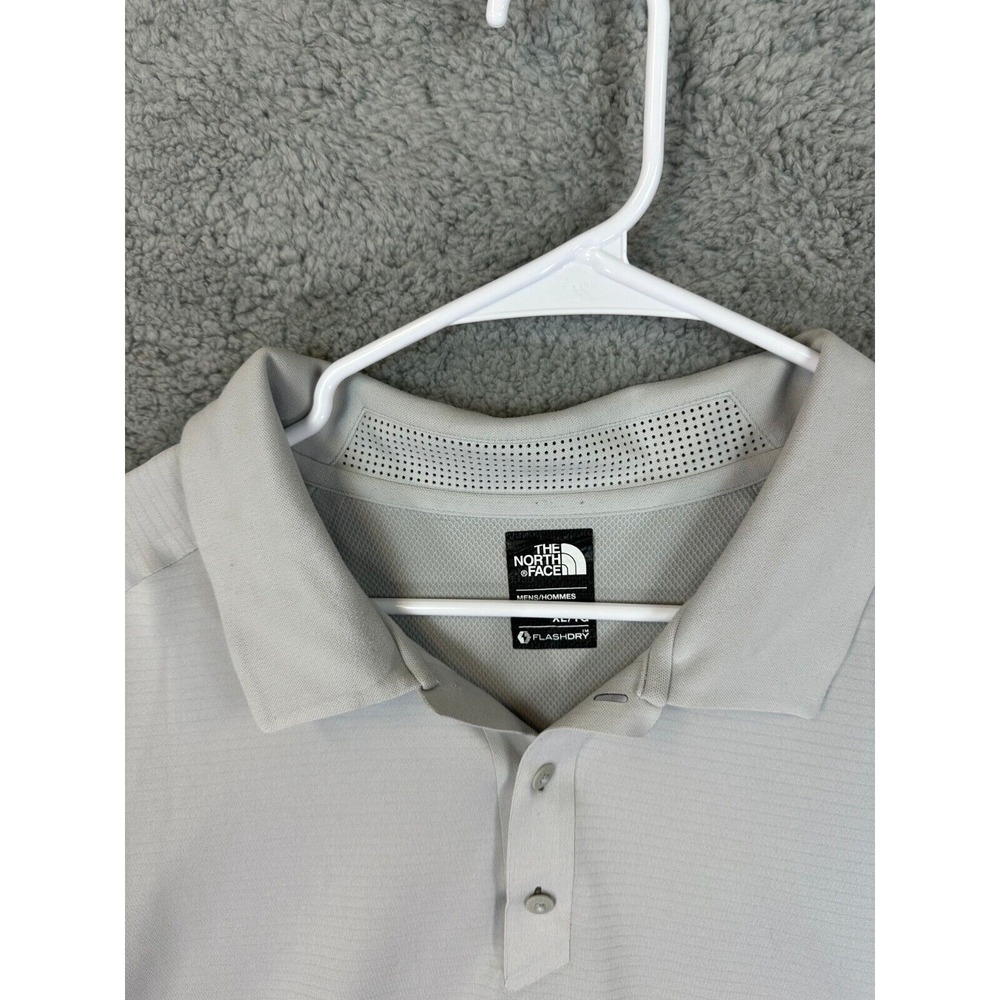 The North Face Polo Shirt Men's Size XL Flash Dry Gray Short Sleeve Golf Striped - Picture 6 of 16